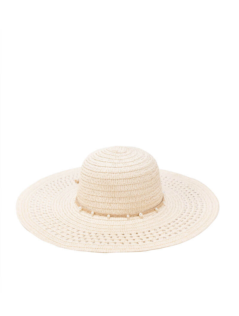 Chapeau en paille avec perles